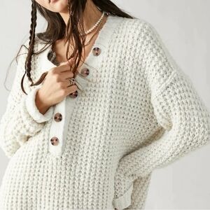 Free People Whistle Thermal Henley Sweater